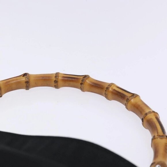 GUCCI Bamboo Hand Bag Nylon Black Silver - Picture 8 of 15